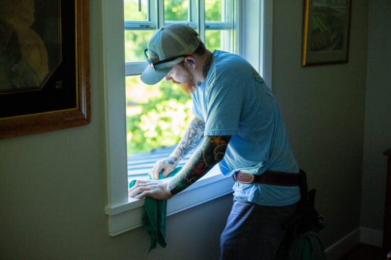 Keenwick team cleaning commercial building windows