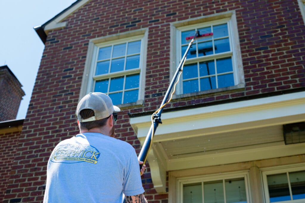 Residential window cleaning with water-fed pole system