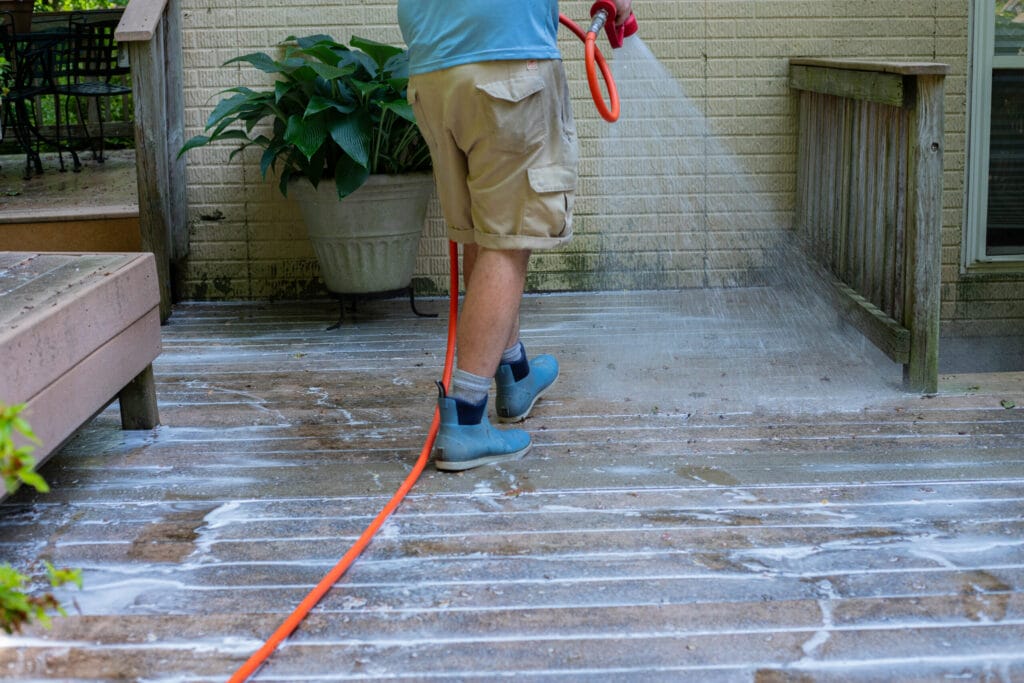 Soft washing service on a residential property with customized cleaning solutions tailored for safe and effective results.