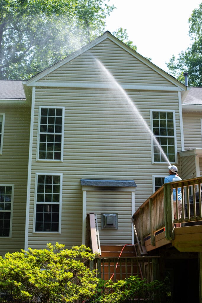 Keenwick team performing residential house washing