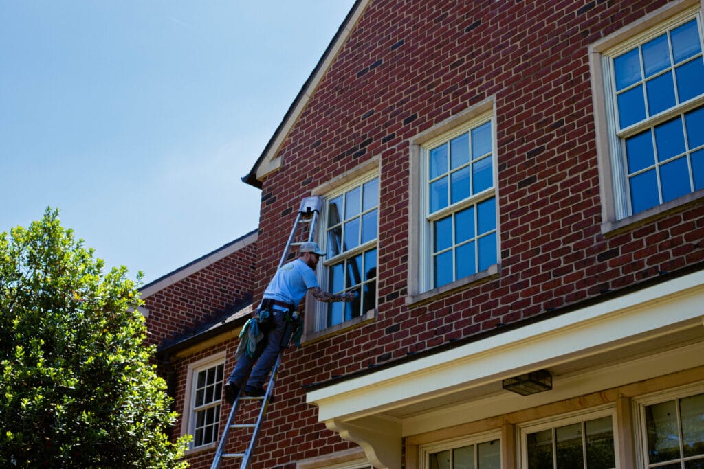 Residential window cleaning service by Keenwick team, ensuring sparkling clean windows.
