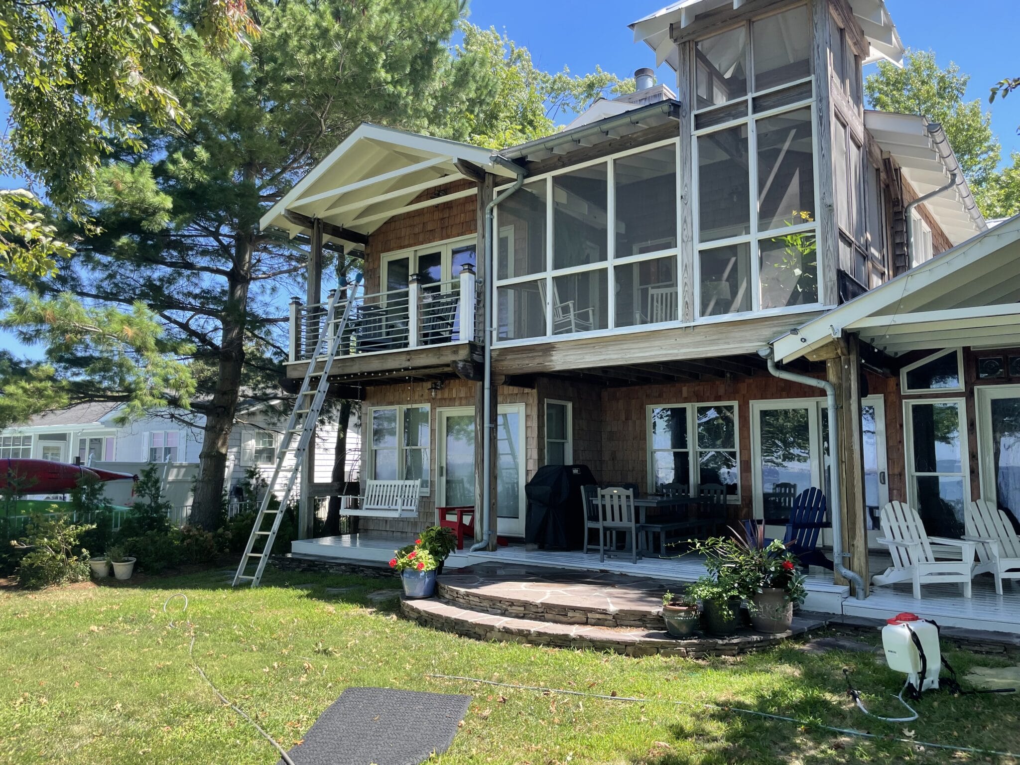 Screened porch enclosure at waterfront Annapolis Maryland home cleaned by Keenwick